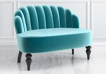 Диван Шелли, бирюзовый и темные ножки