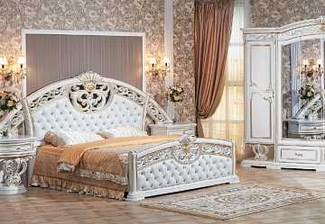 Гарнитур для спальни "Марелла" 6 ст. (белый с золотом)