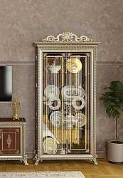 Витрина двухдверная Версаль (тайский орех) без короны