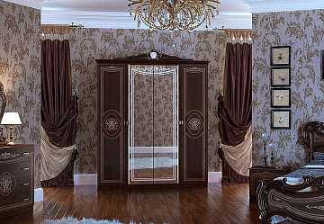 Шкаф платяной четырехдверный Грация (тайский орех)
