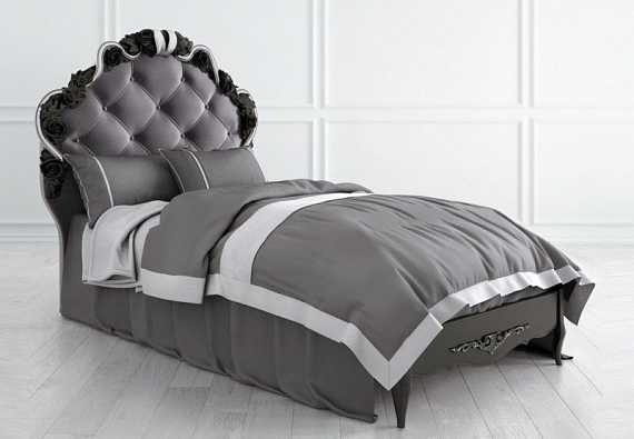 Кровать с мягким изголовьем 90*190, silver