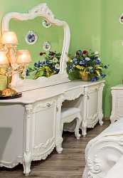 Туалетный столик с зеркалом и пуфом Элиза Люкс (крем)