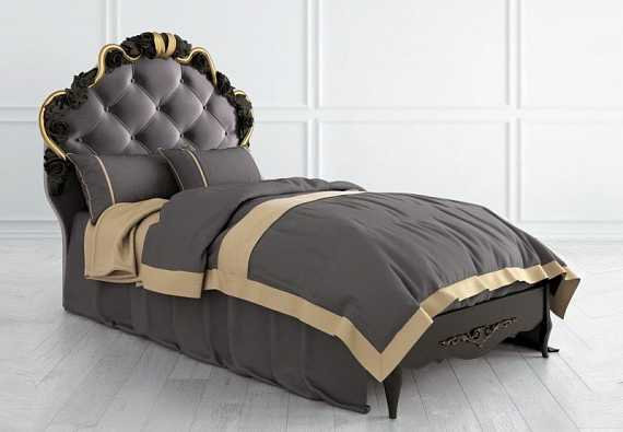 Кровать с мягким изголовьем 90*190, gold