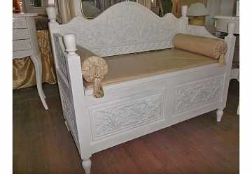 Скамья с ящиком с подушкой Махагон PSB 02 (ivory)