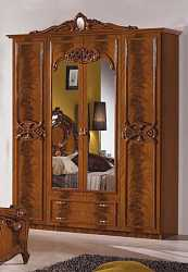Шкаф платяной четырёхдверный Ольга, орех