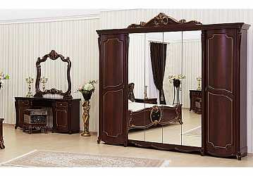 Шкаф платяной шестистворчатый Лорена (темный орех)