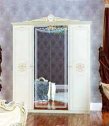 Шкаф платяной четырехдверный Грация (слоновая кость)