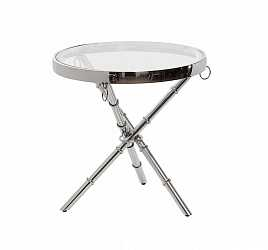 Столик журнальный металлический серебряный