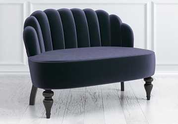 Диван Шелли, синий и темные ножки