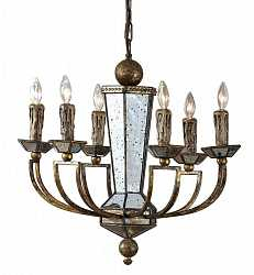 Люстра зеркальная с золотом в винтажном стиле